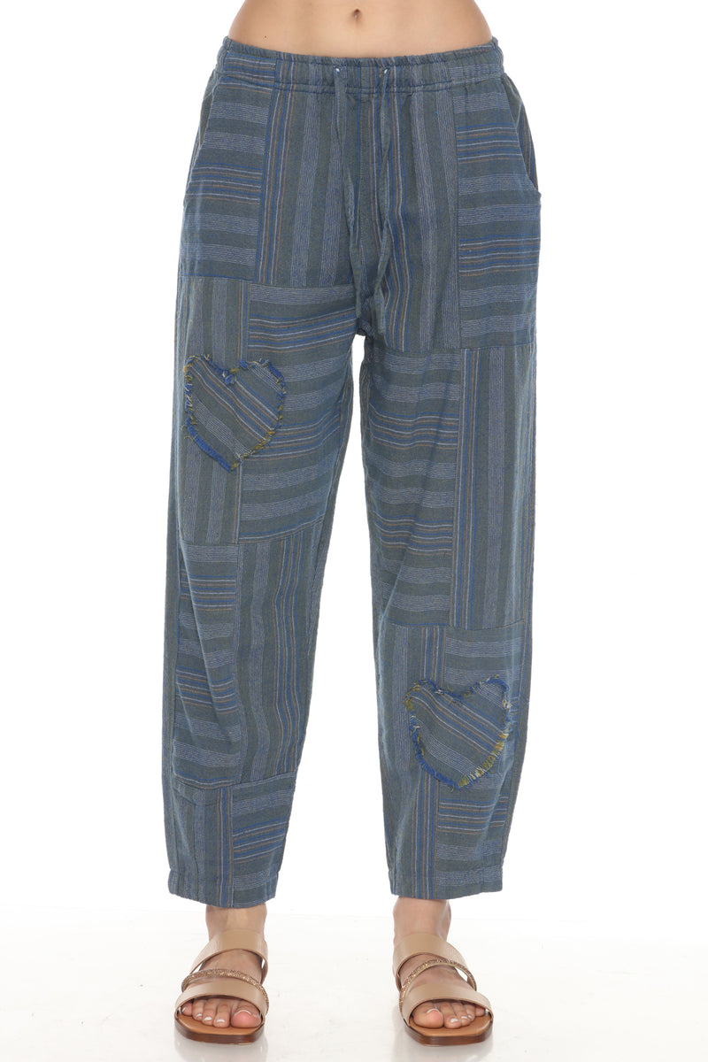 Heart Patchwork Barrel Pants