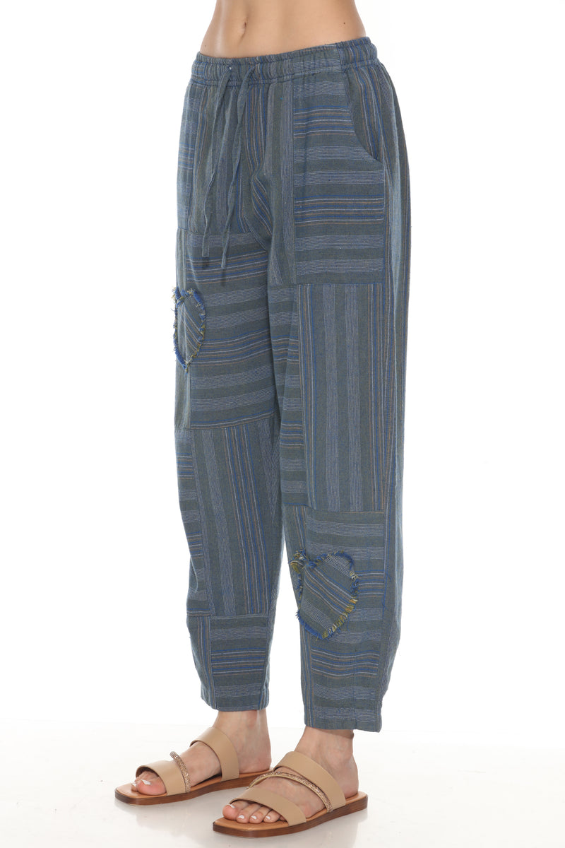 Heart Patchwork Barrel Pants