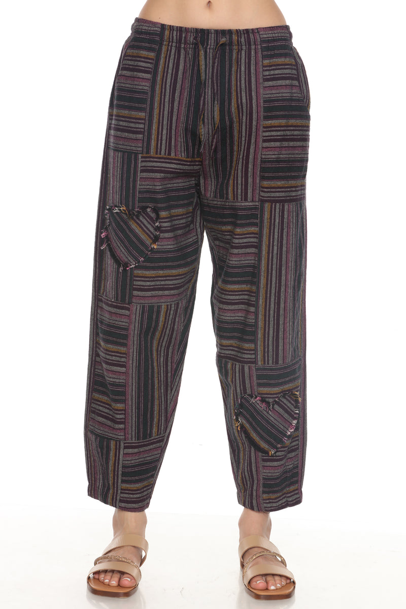 Heart Patchwork Barrel Pants