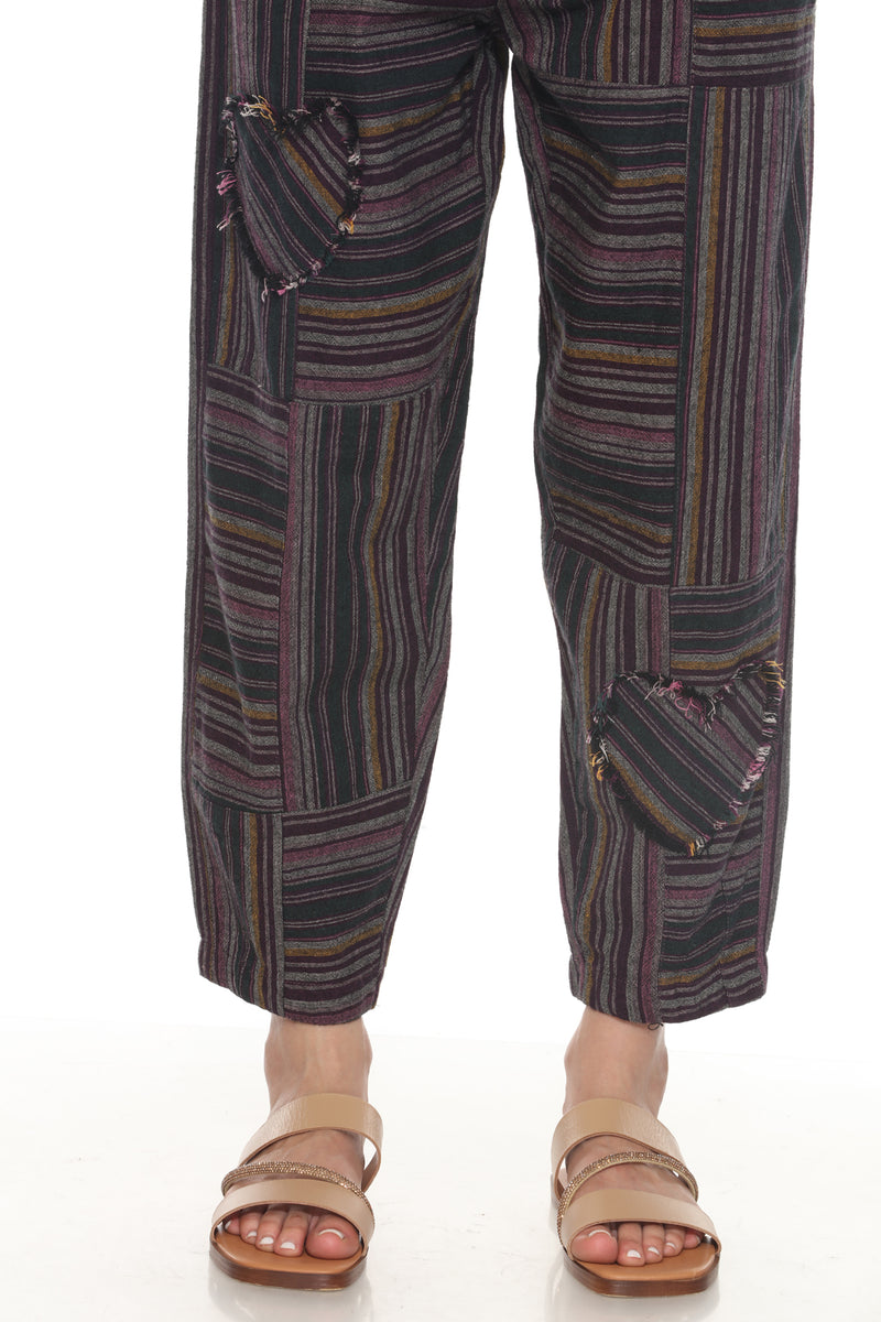 Heart Patchwork Barrel Pants