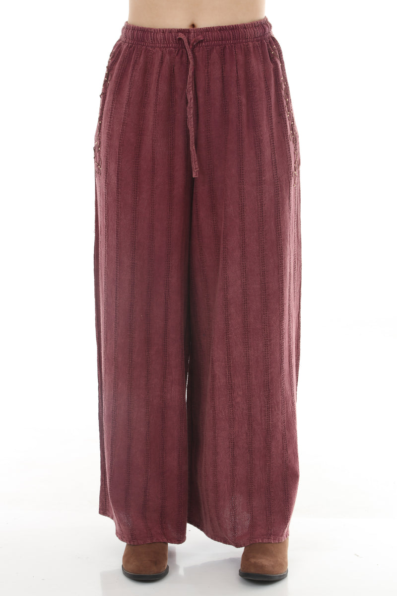 Stonewashed Waffle Wide Leg Pants