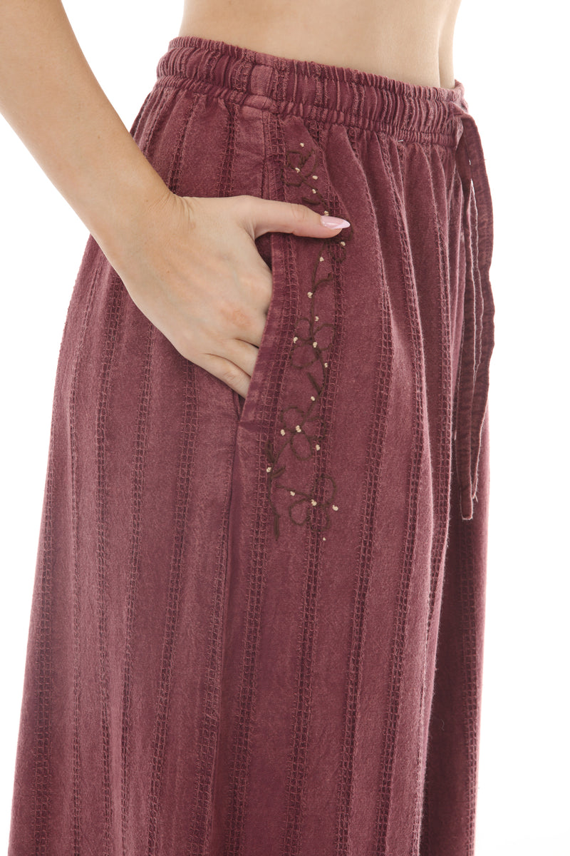 Stonewashed Waffle Wide Leg Pants