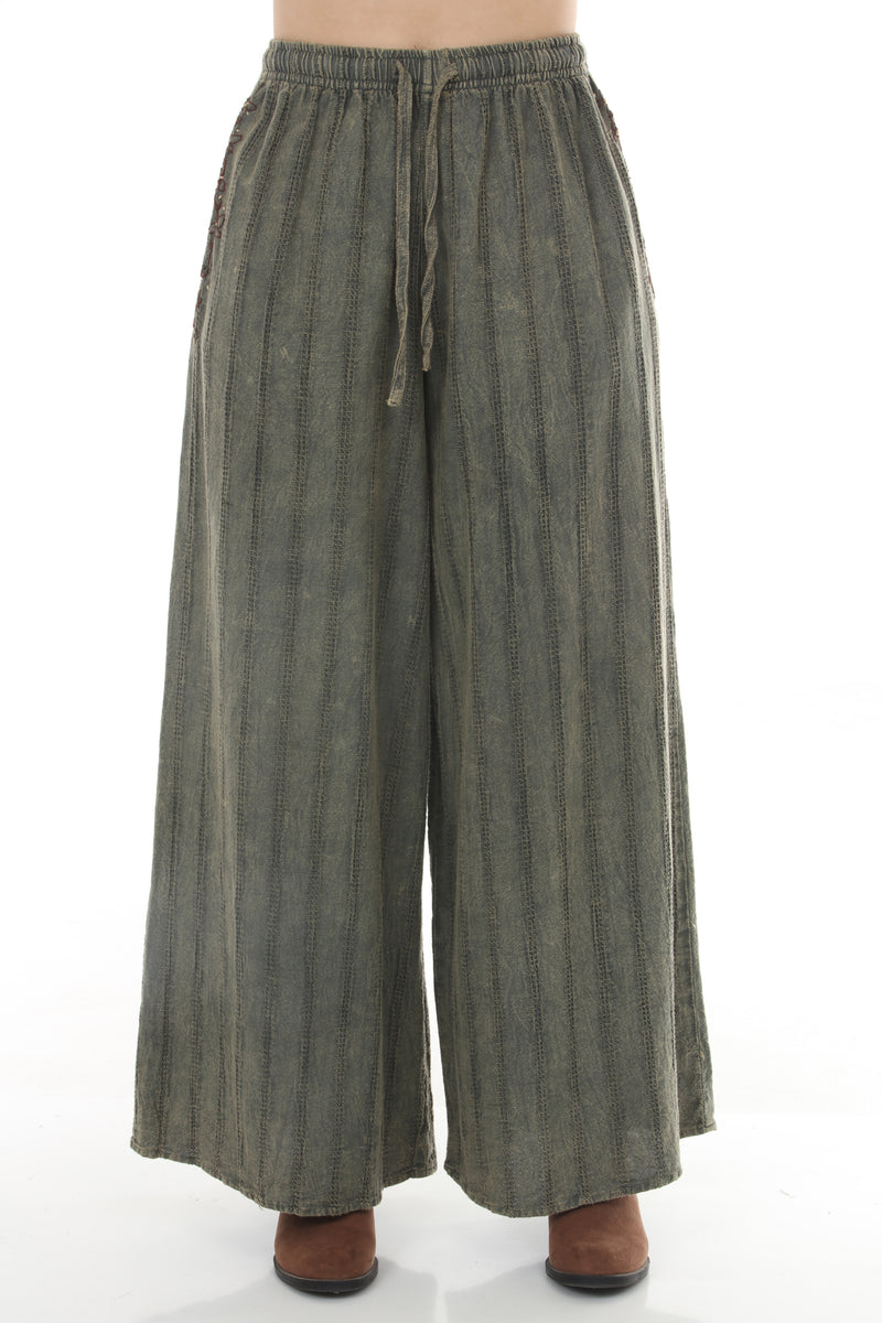 Stonewashed Waffle Wide Leg Pants