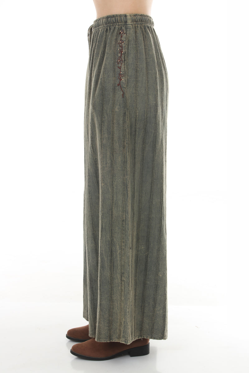Stonewashed Waffle Wide Leg Pants
