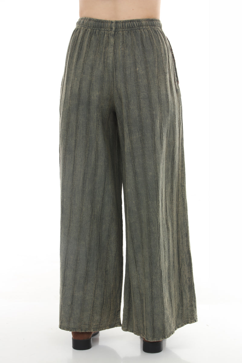 Stonewashed Waffle Wide Leg Pants