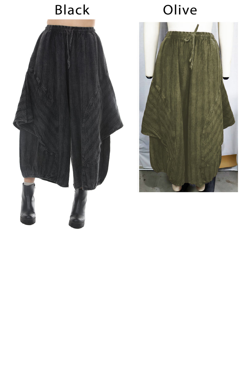 Draped Waffel Barrel Pants