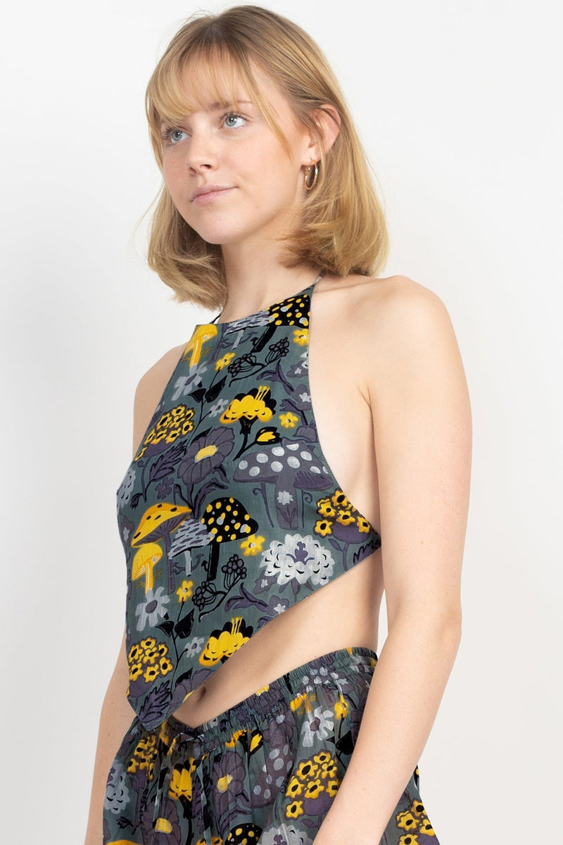 Mushroom Print Halter Top