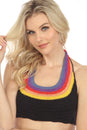 Load image into Gallery viewer, Rainbow Curved Yoke Crochet Top
