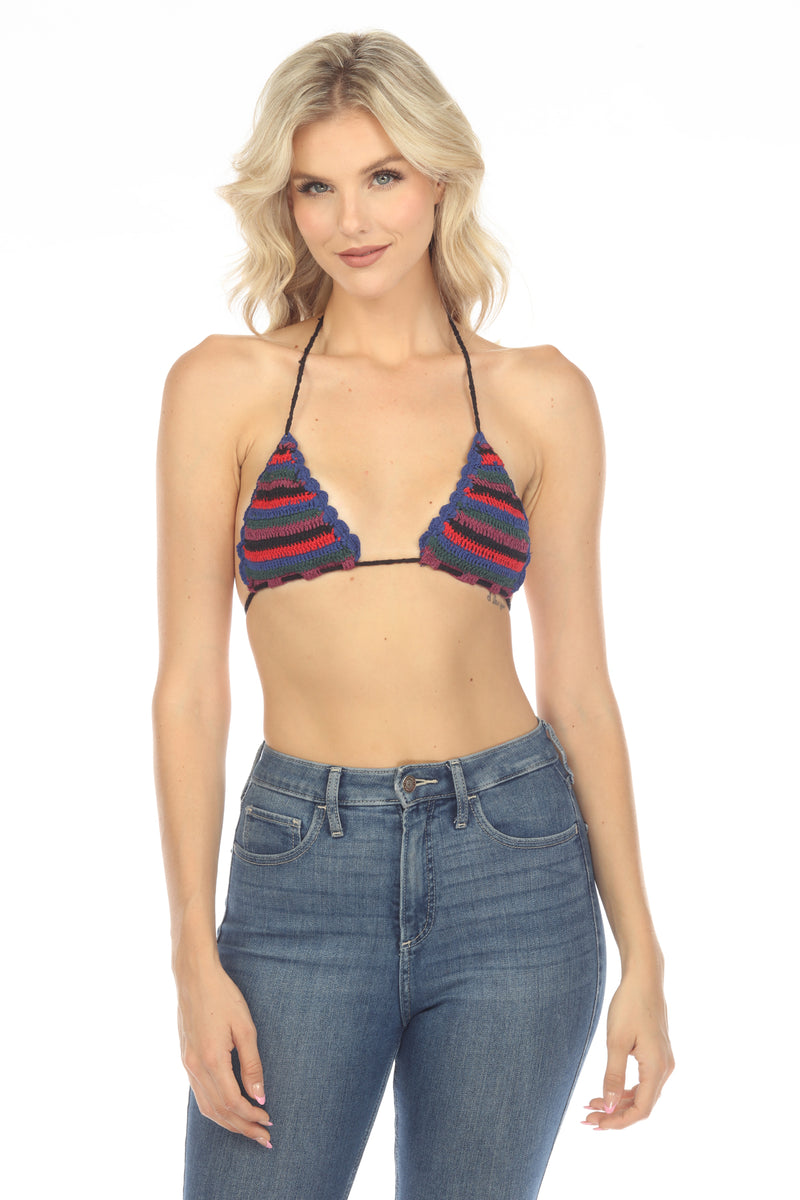 Crochet Striped Bikini Top