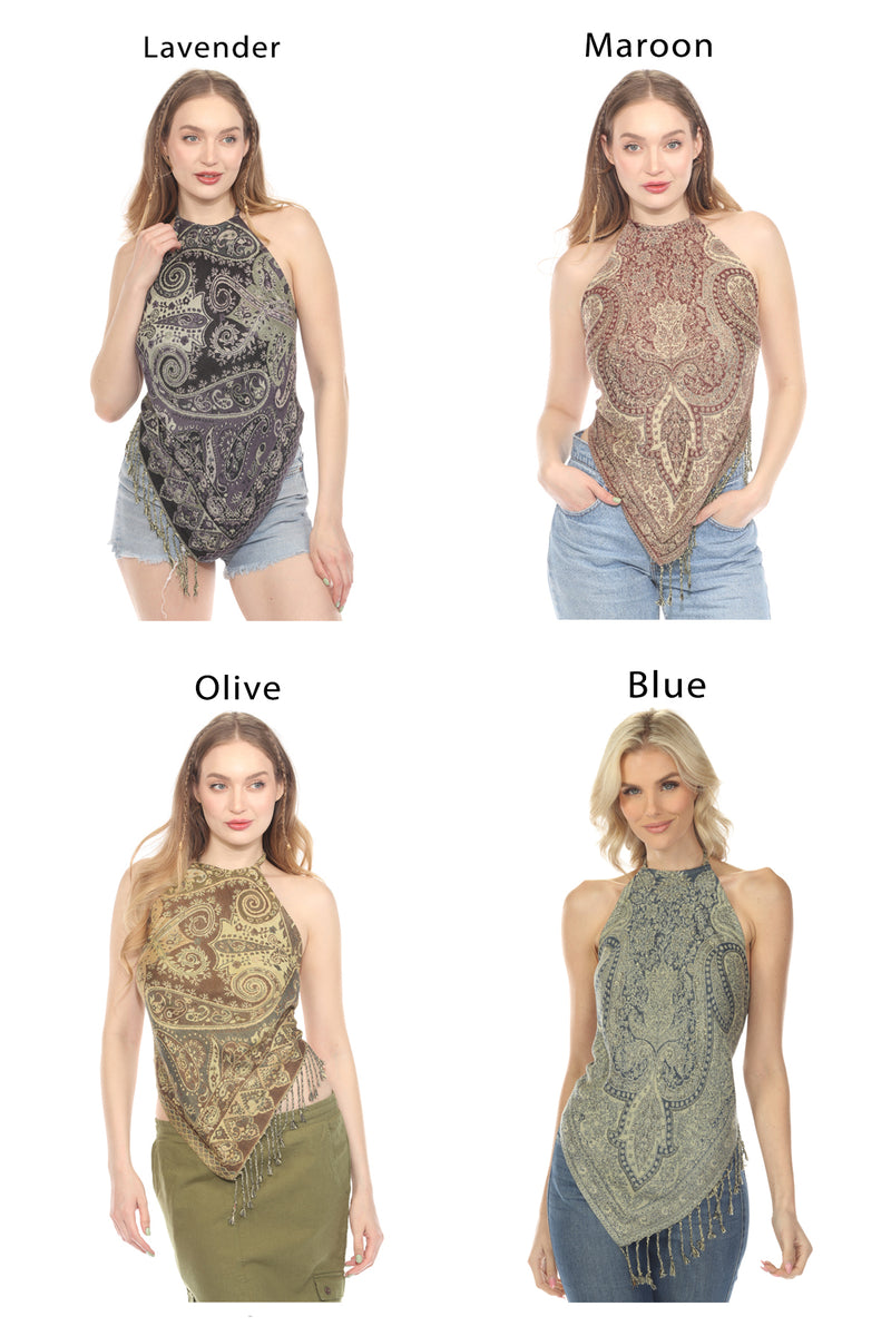 Fringe Paisley Halter Top