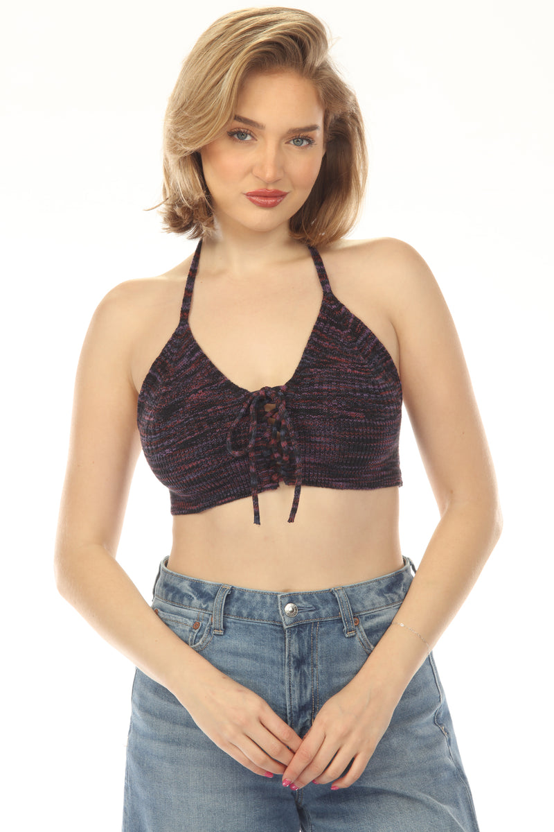 Corset Laced Knit Halter Top