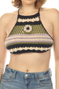 Load image into Gallery viewer, Crochet Flower Stripe Halter Top
