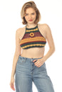 Load image into Gallery viewer, Crochet Flower Stripe Halter Top
