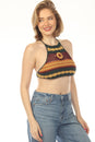 Load image into Gallery viewer, Crochet Flower Stripe Halter Top
