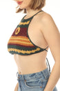 Load image into Gallery viewer, Crochet Flower Stripe Halter Top

