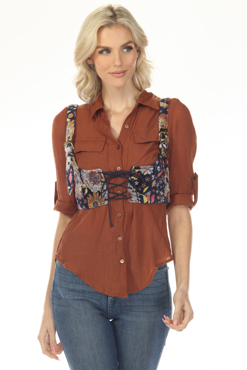 Floral Velvet Corset Vest