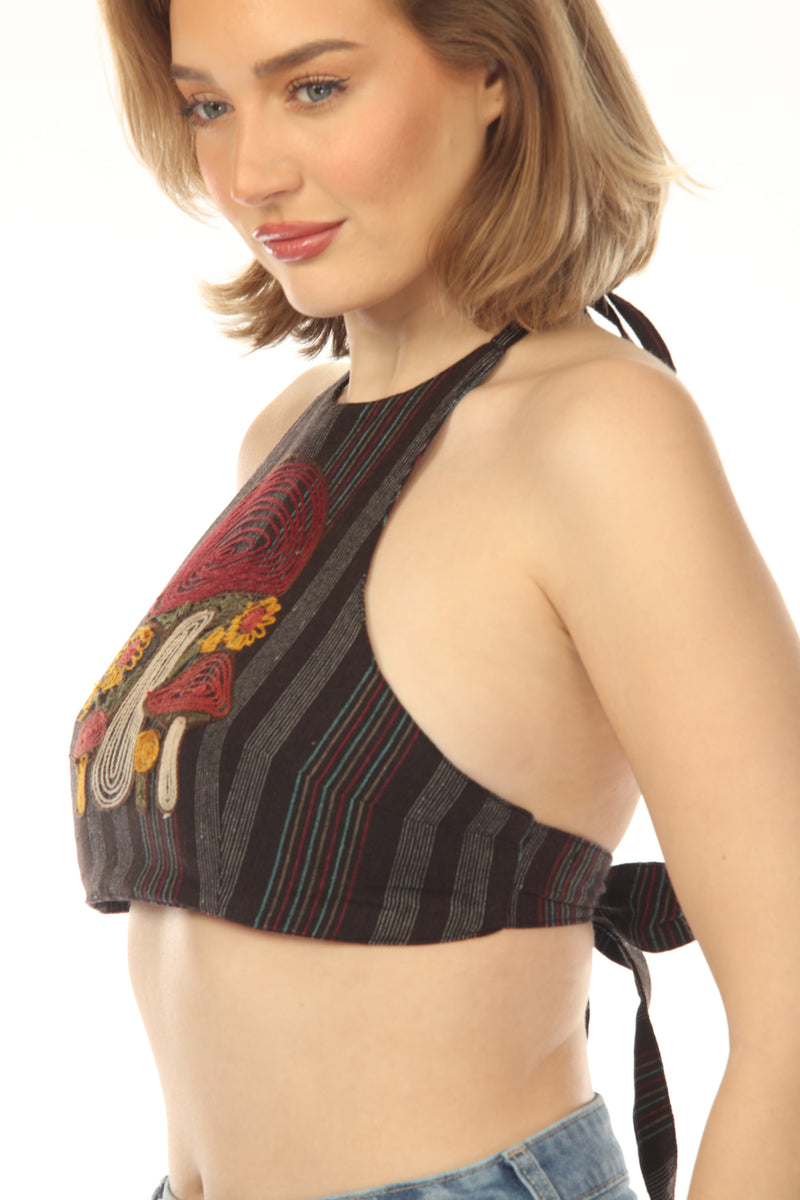 Mushroom Daisy Emb Halter Top