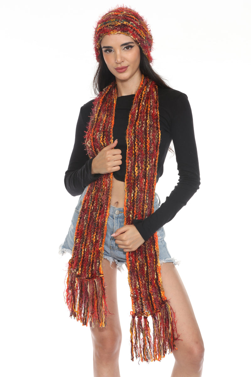 Multi Yarn Fringed Scarf