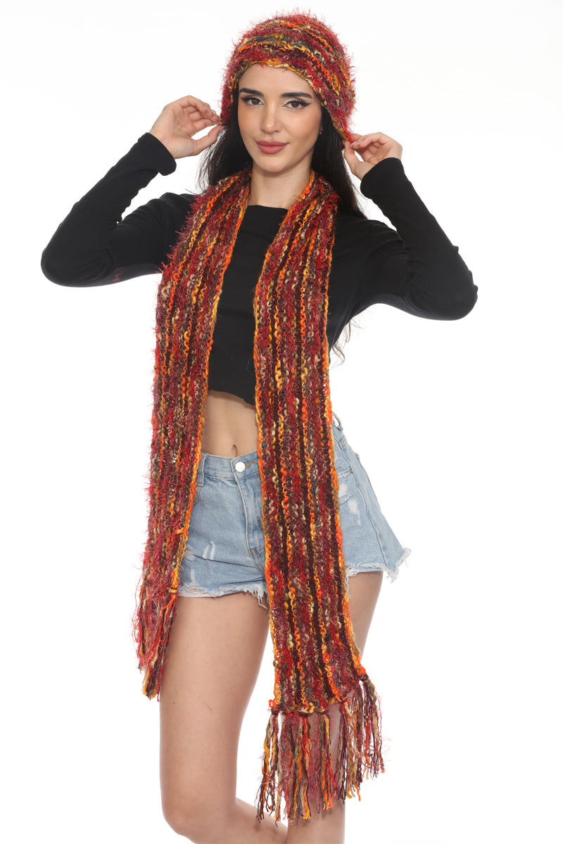 Multi Yarn Fringed Scarf