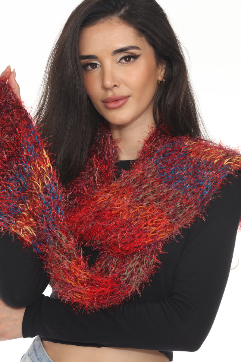 Fuzzy Striped Y2K Scarf