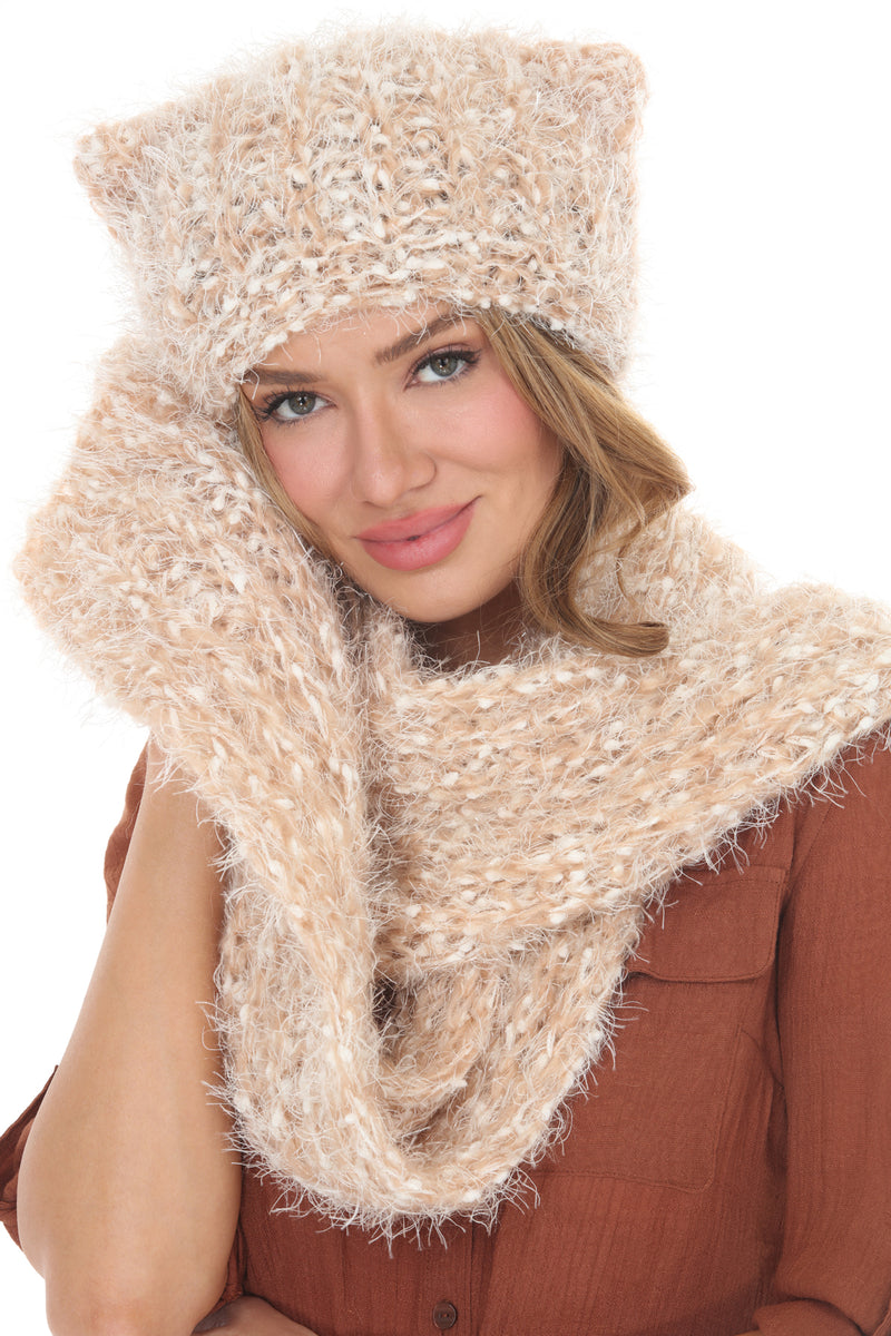 Soft Kitty Hooded Scarf