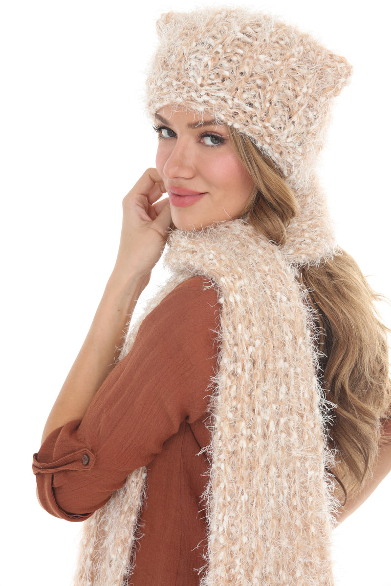 Soft Kitty Hooded Scarf