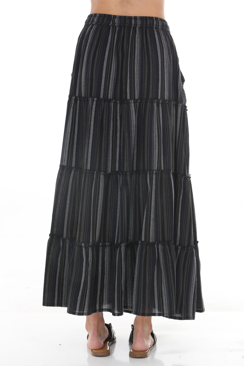 Stripe Tiered Maxi Skirt