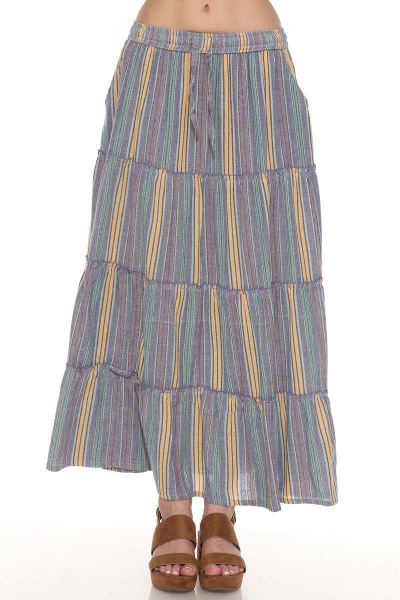 Stripe Tiered Maxi Skirt