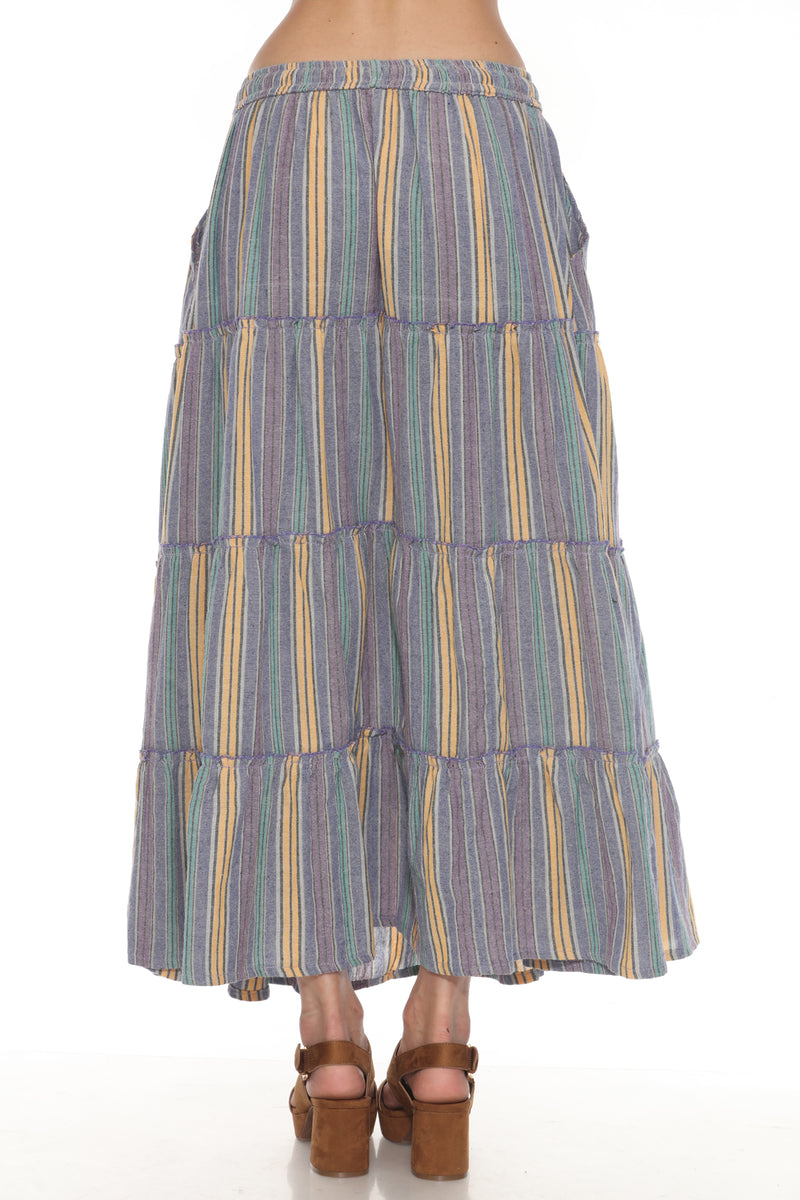 Stripe Tiered Maxi Skirt