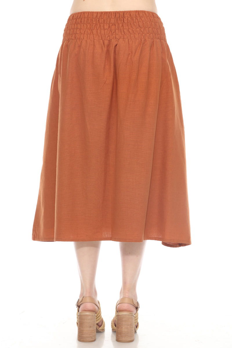 Homespun Striped Yoke Midi Skirt