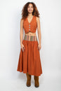 Load image into Gallery viewer, Homespun Striped Yoke Midi Skirt
