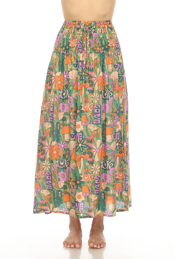 Mushroom Love Print Maxi Skirt-Dress