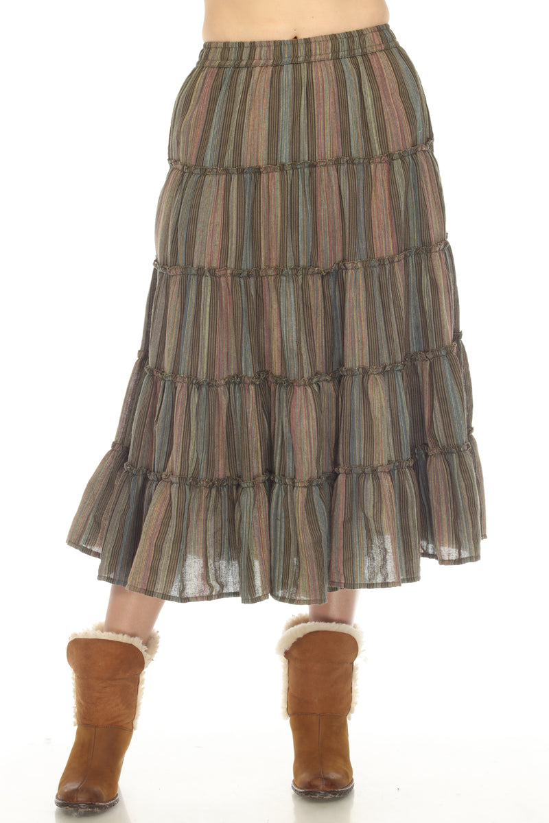 Twirl 5 Tiered Midi Skirt