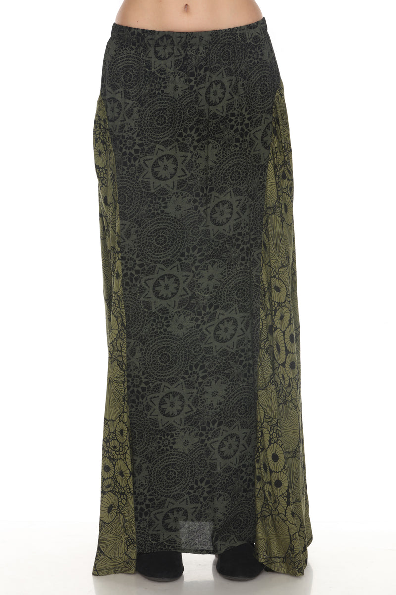 Flowy Lace Print Maxi Skirt