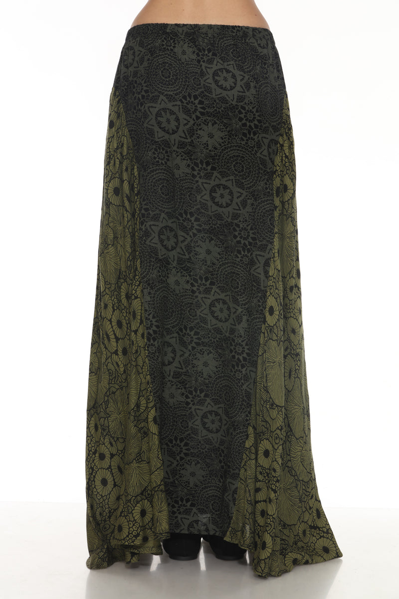Flowy Lace Print Maxi Skirt