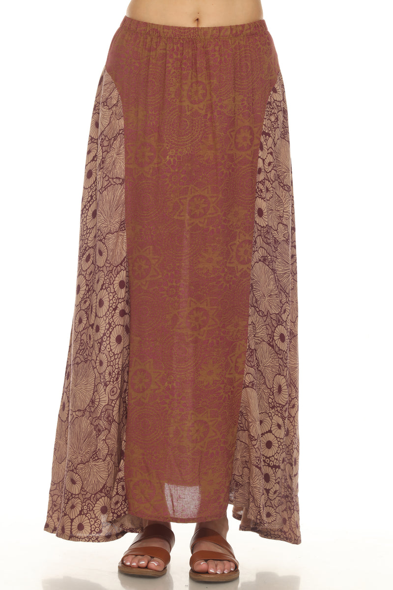 Flowy Lace Print Maxi Skirt