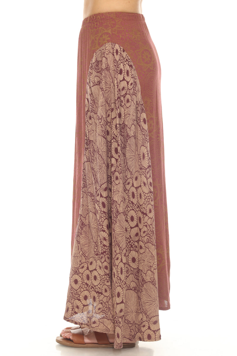 Flowy Lace Print Maxi Skirt