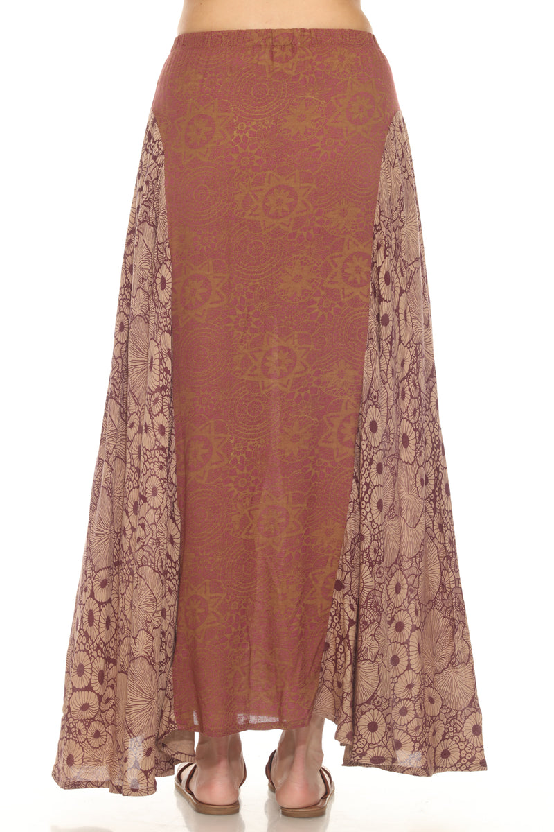 Flowy Lace Print Maxi Skirt