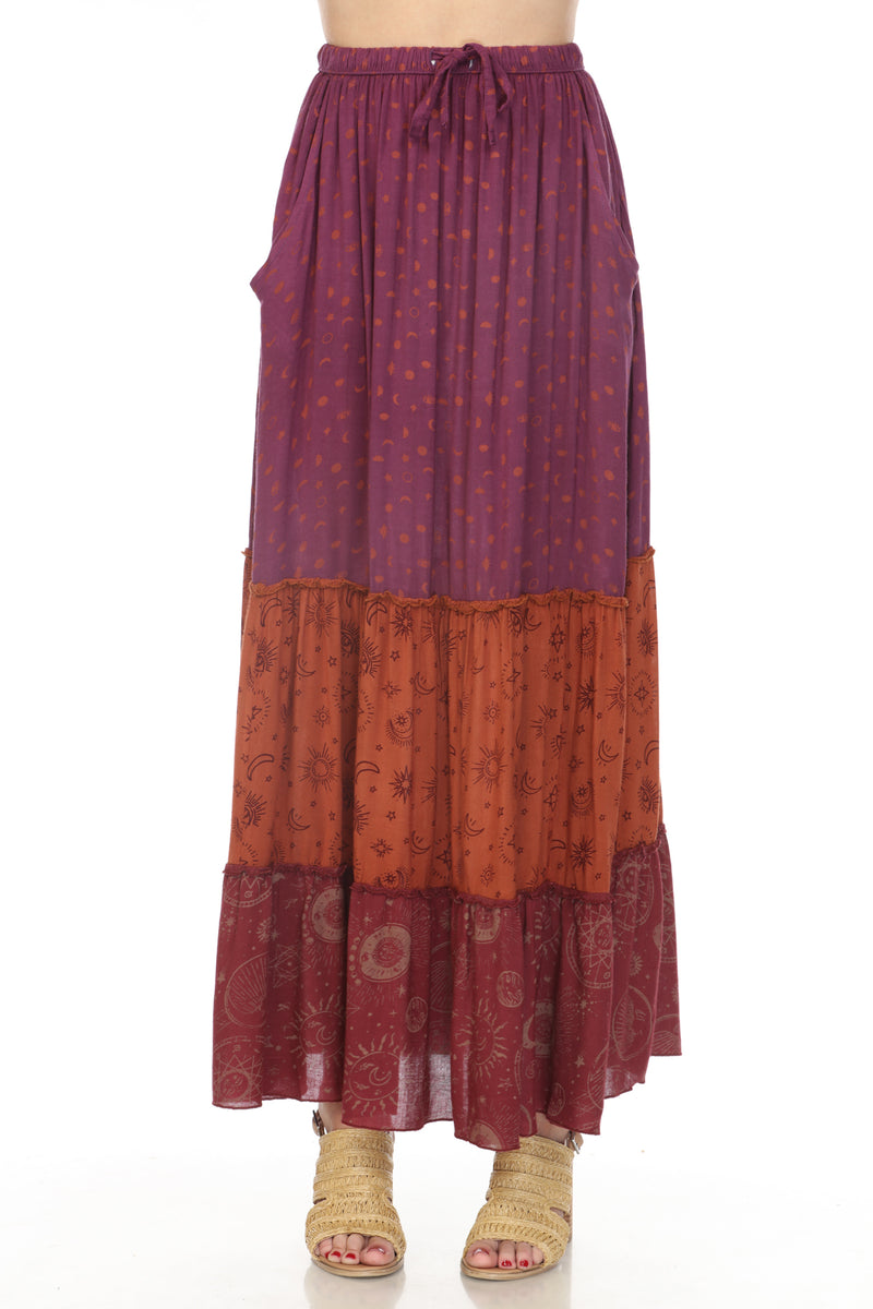 Celestial Patchwork Tiered Skirt