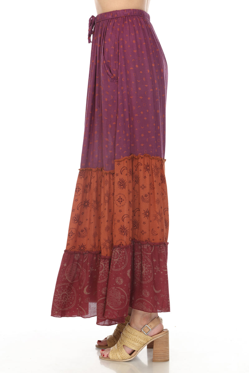 Celestial Patchwork Tiered Skirt