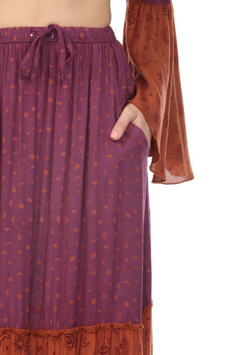 Celestial Patchwork Tiered Skirt