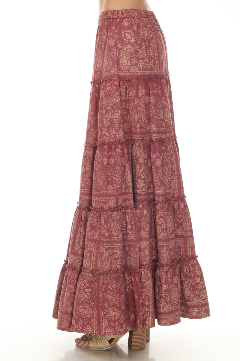 Bandana Tiered Maxi Skirt