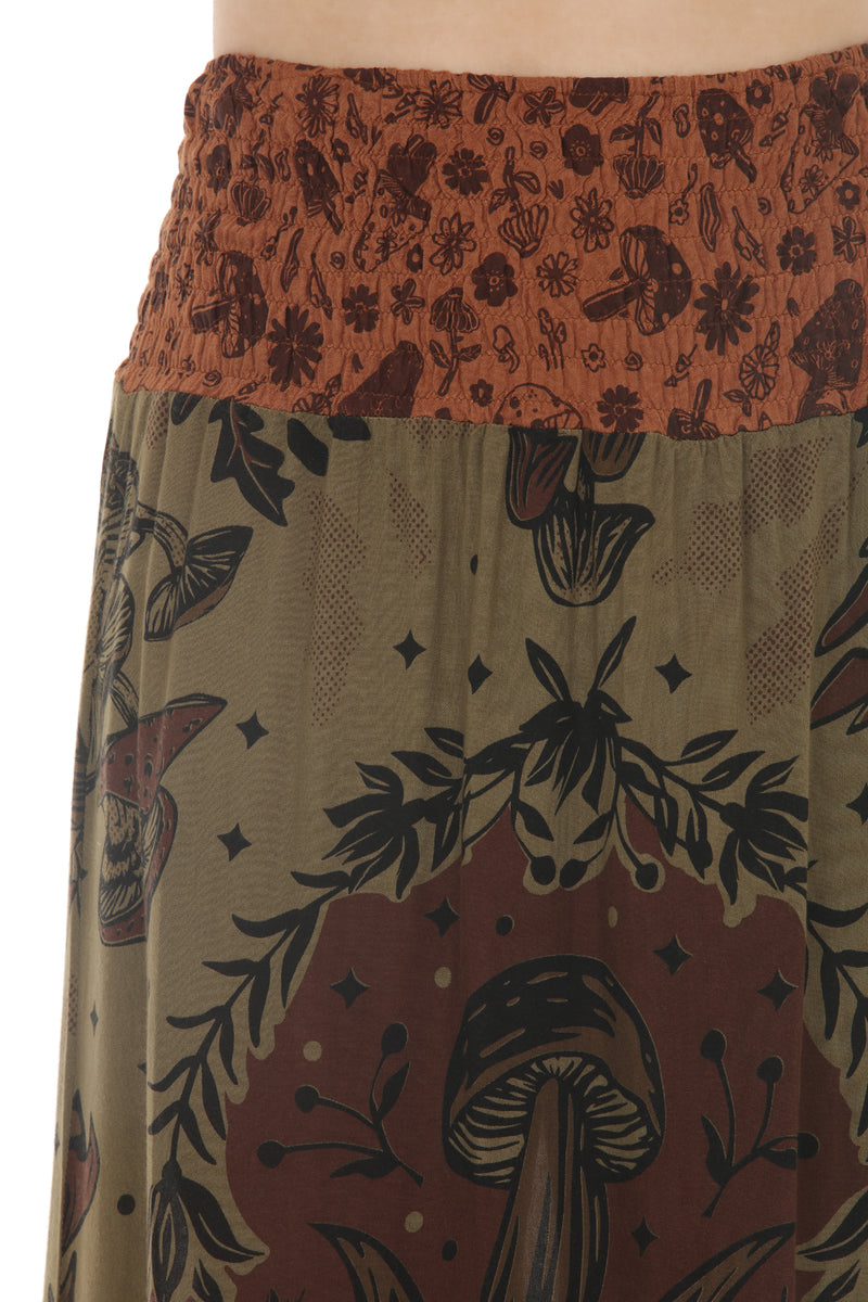 Mushroom Ruffle Slit Skirt