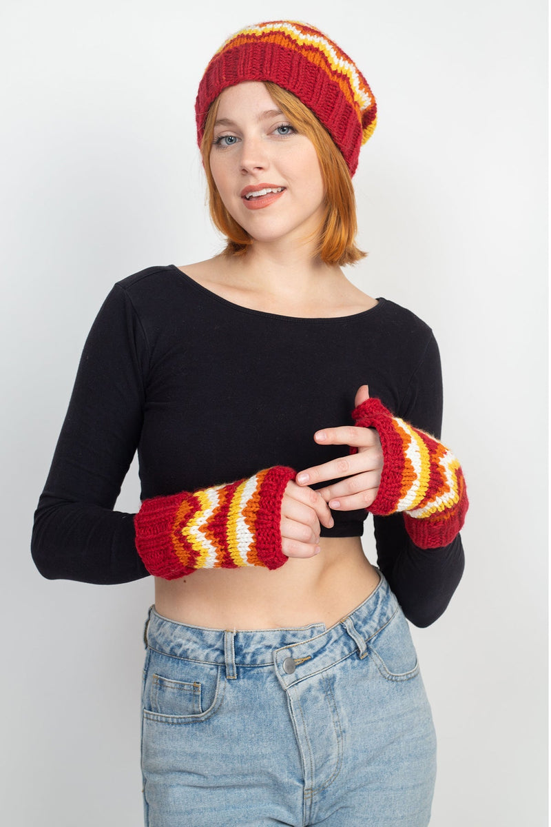 Mountain Geo Fingerless Mittens