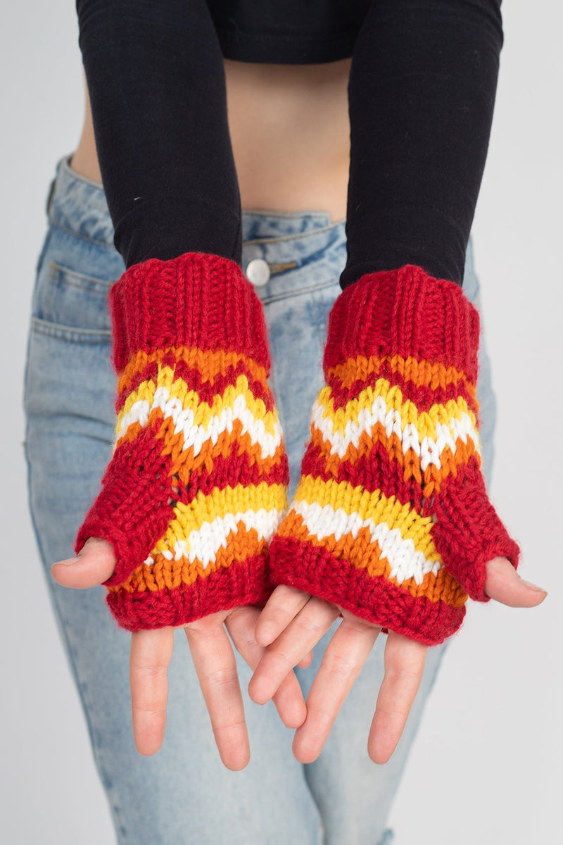 Mountain Geo Fingerless Mittens