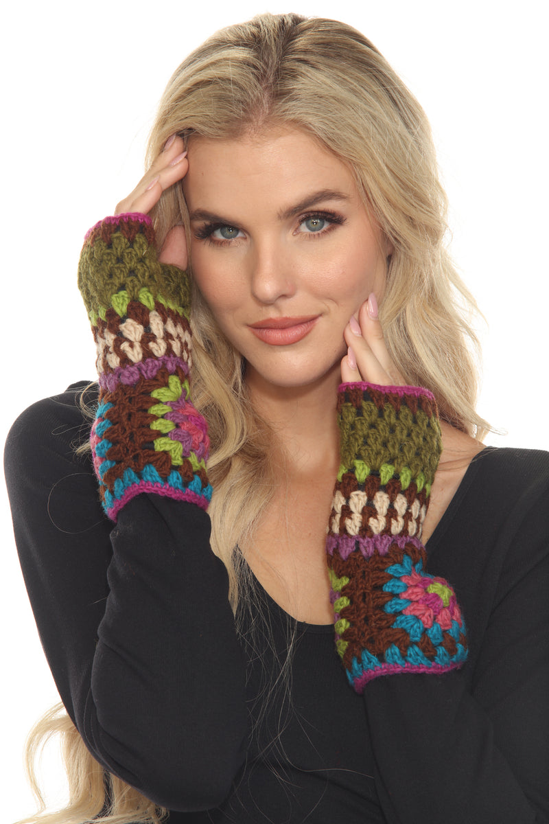 Granny Square Fingerless Mittens