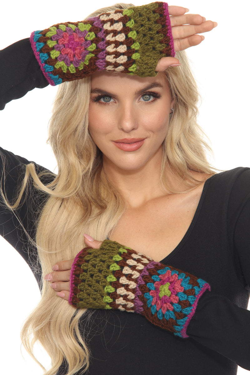 Granny Square Fingerless Mittens