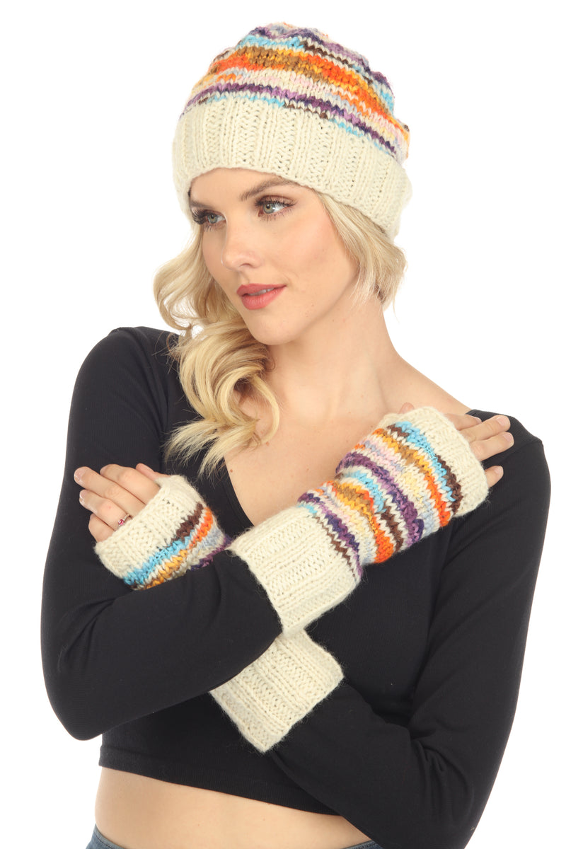 Vibrations Striped Fingerless Gloves