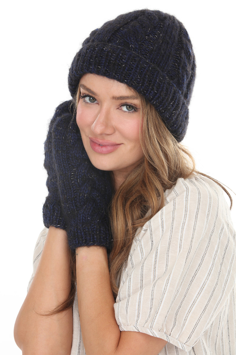 Cable Knit Faux Mohair Mittnes