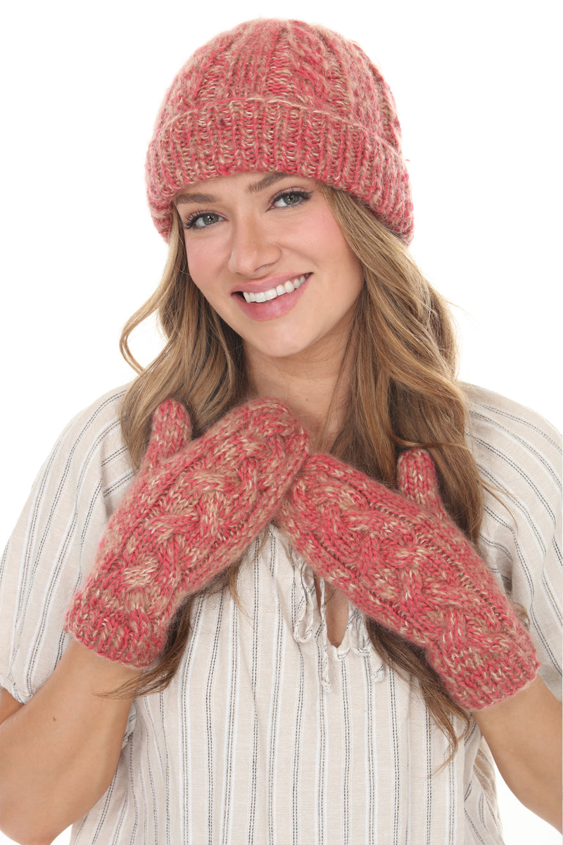 Cable Knit Faux Mohair Mittnes